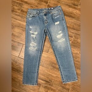 Miss Me Boyfriend Ankle Light Blue Denim DistressedJeans